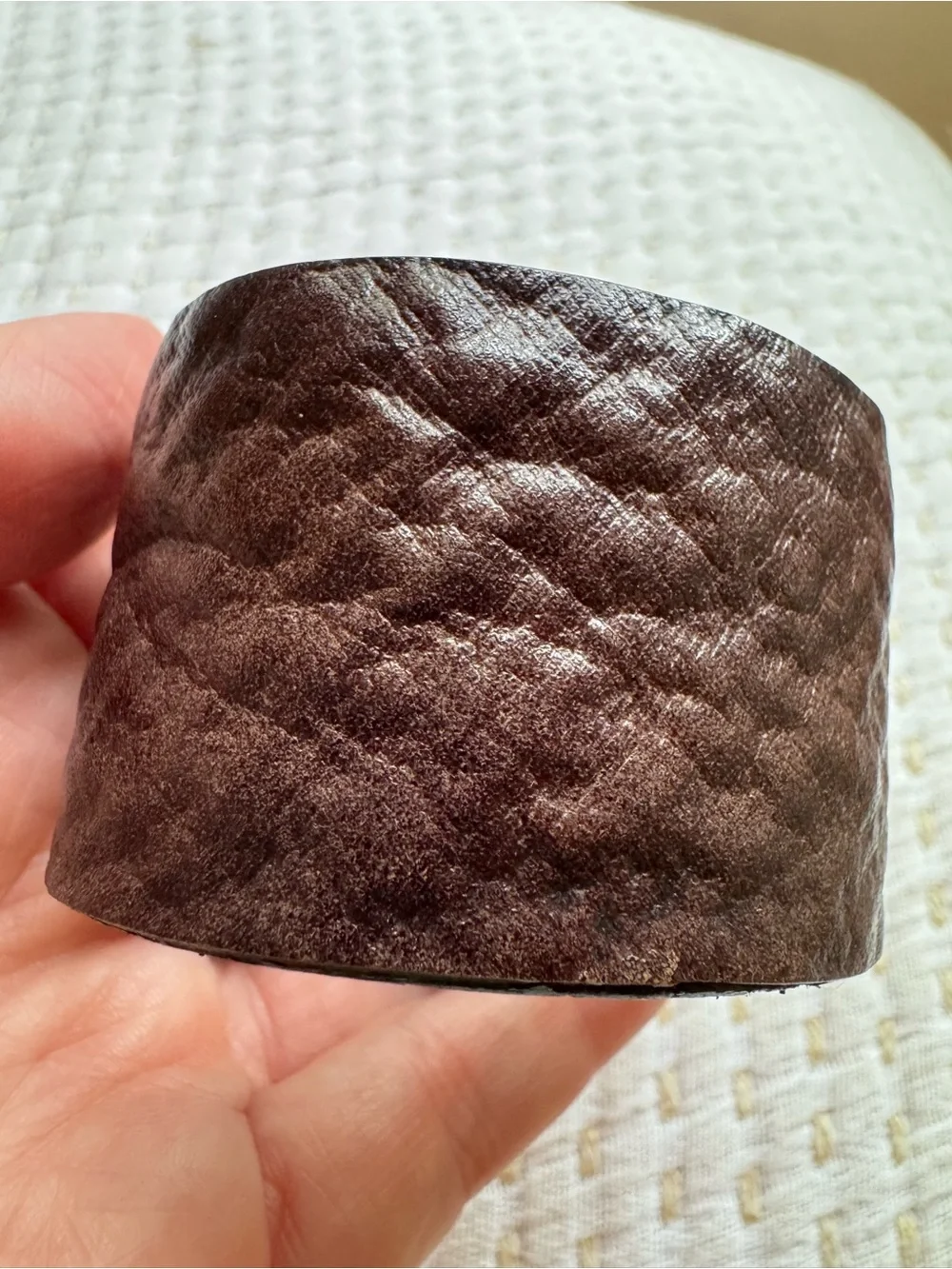 Shark Leather Cuff Bracelet - Dark Brown